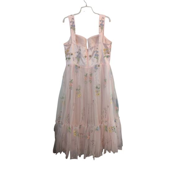 Pink Floral Tulle Dress | Size 2X | Full Zip Back - Picture 4 of 4